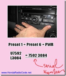 honda accord radio serial number
