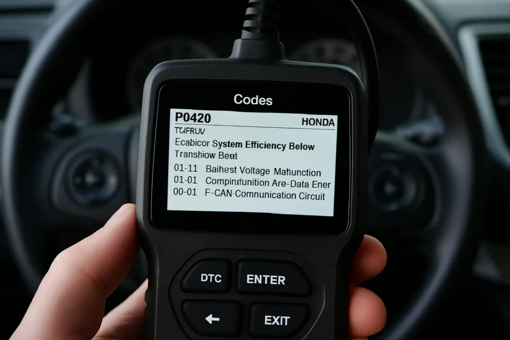 OBD2 Scanner Displaying Honda Error Codes like P0420 OBD2 Scanner Codes
